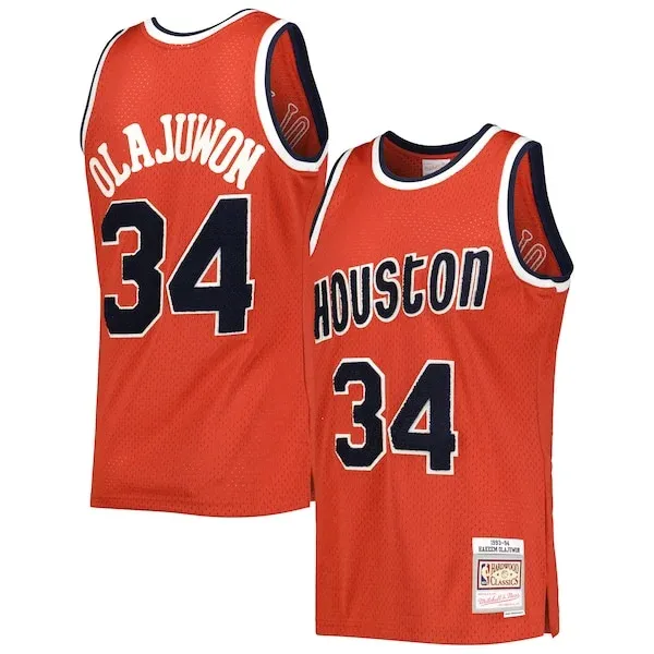 Pro-Grade Hakeem Olajuwon HOU NBA Jersey - Red - Licensed Product