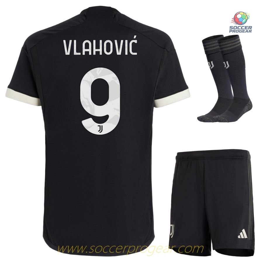 Juventus Third 2023 2024 Vlahovic Kids Edition Soccer Uniform Team Shirt