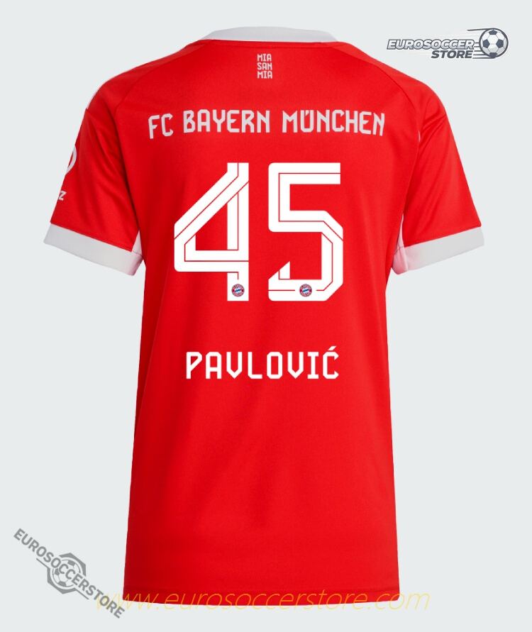Bayern Munich Women's Home Jersey 25-26 Version for Pavlović (Number 45)
