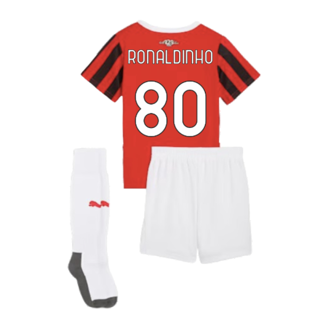 AC Milan 2024-2025 Home Soccer Jersey (Ronaldinho 80) | Comfortable