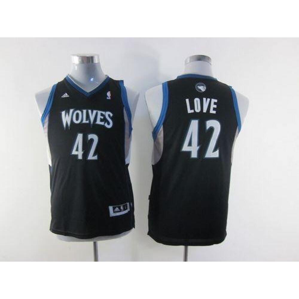Timberwolves #42 Kevin Love Black Stitched Youth NBA Jersey