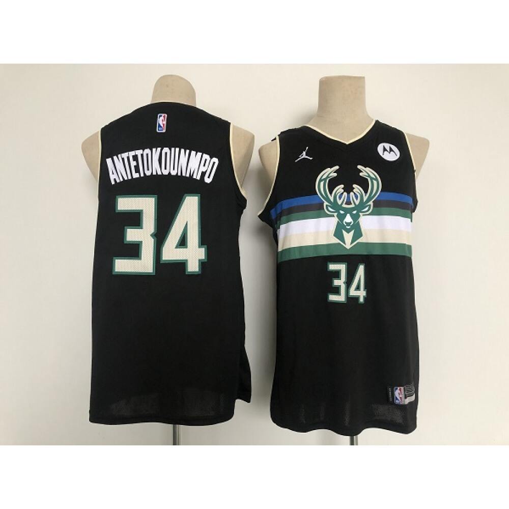 Men's Milwaukee Bucks #34 Giannis Antetokounmpo Black Stitched Jersey