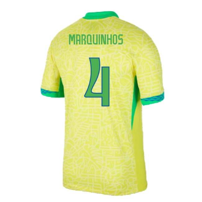 National 2024-2025 Brazil Home Shirt (Marquinhos 4) Team
