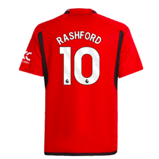 Man Utd Official Home Football Shirt 2023-20 Rashford 10 M S Kids