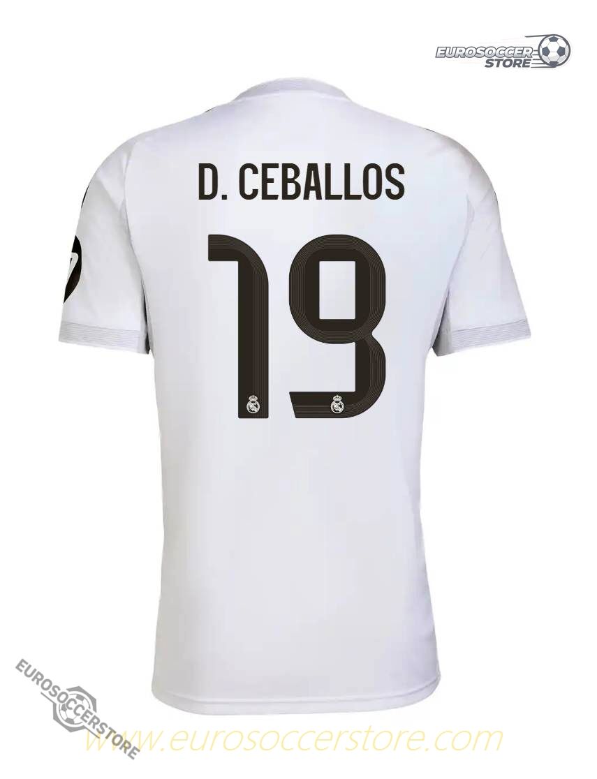 Real Madrid 25-26 Season Home Jersey Featuring D. Ceballos with Number 19