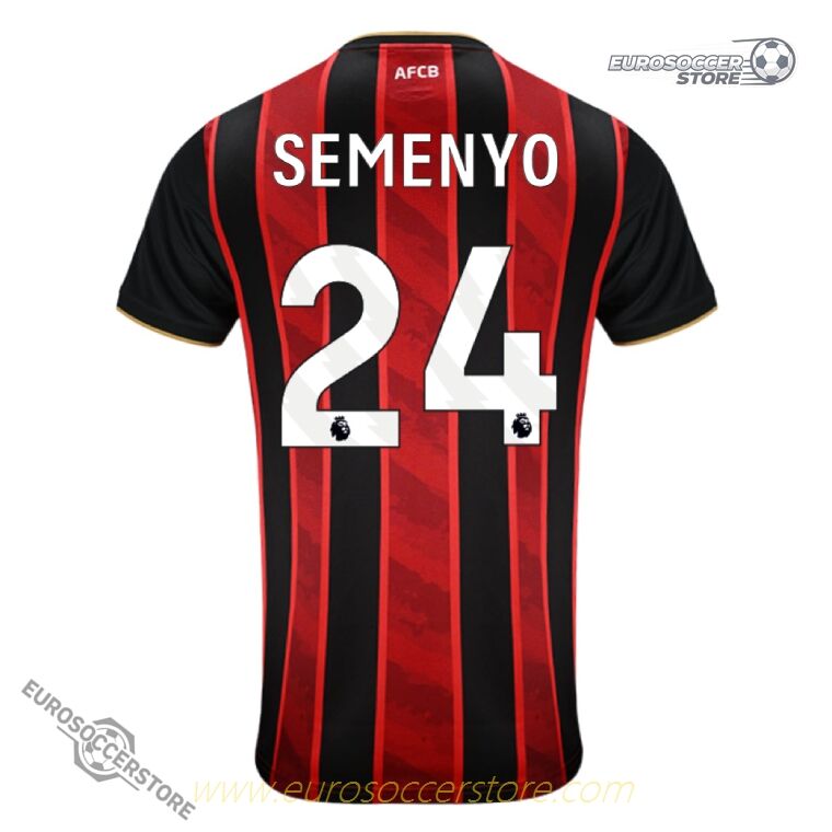 AFC Bournemouth's Home Jersey for the 25-26 season, featuring the name SEMENYO and the number 24 on the back.