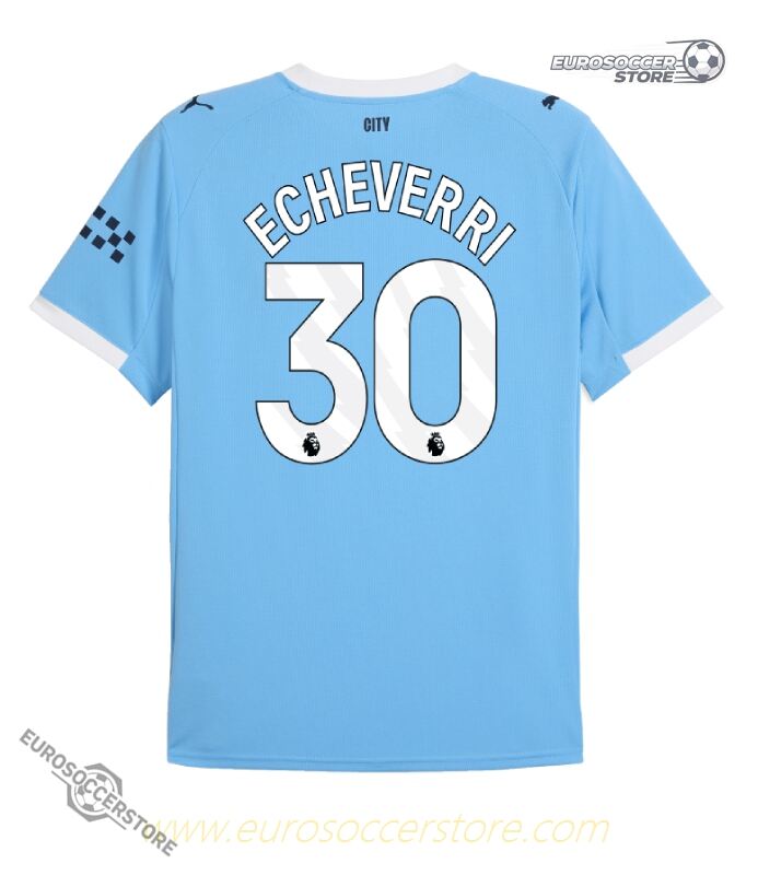 Manchester City's 25-26 Home Jersey featuring Echeverri with the number 30