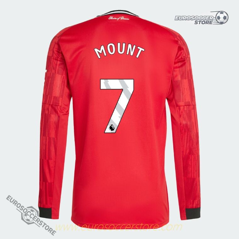 Manchester United 25-26 Home Long-Sleeve Jersey with MOUNT 7 Printing