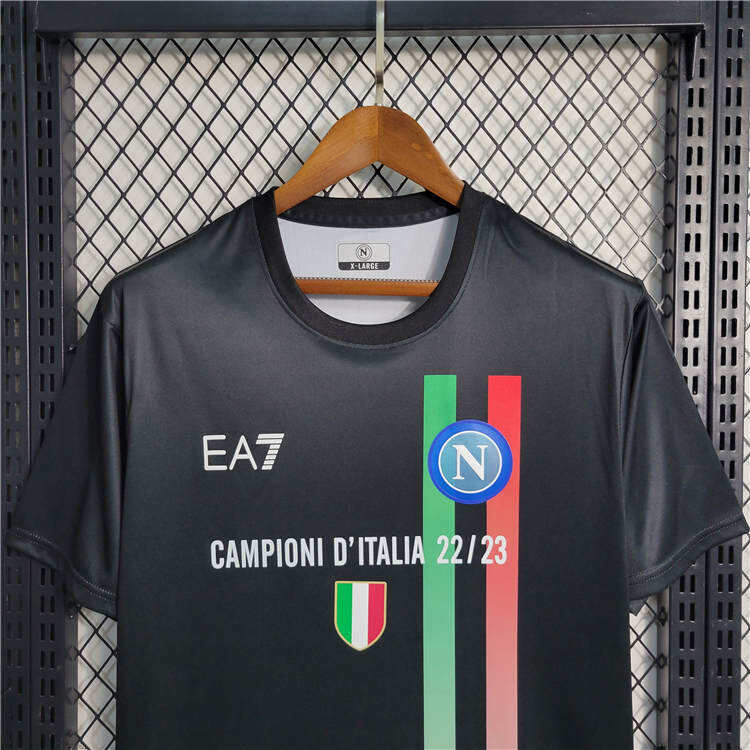 Napoli 2324 Champion Shirt Black Shirt - Official Replica 23018