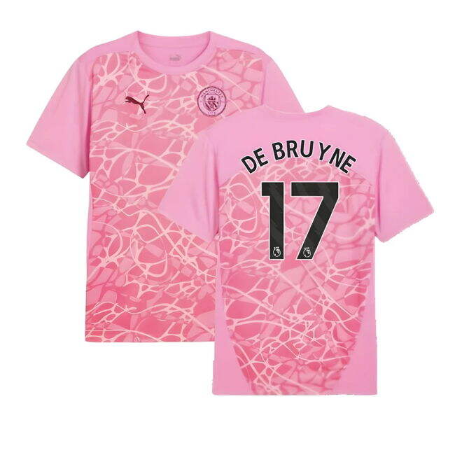 2024-2025 Man City Pre-Match Shirt (Pink) (De Bruyne 17)