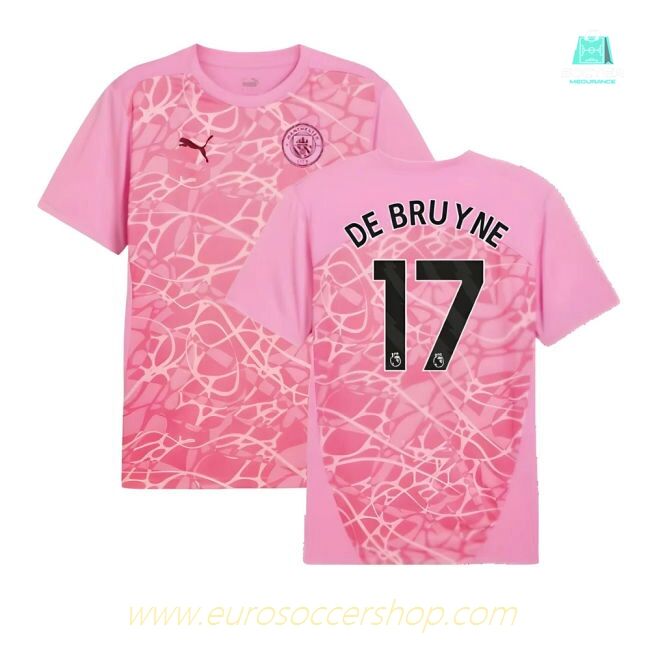 2024-2025 Man City Pre-Match Shirt (Pink) (De Bruyne 17)