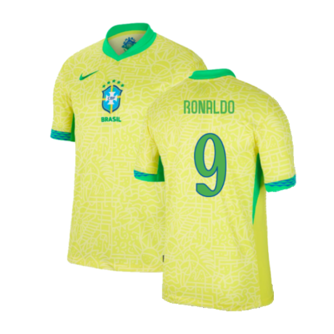 Brazil Senior Team Elite Quality Home Player Jersey (Ronaldo 9)