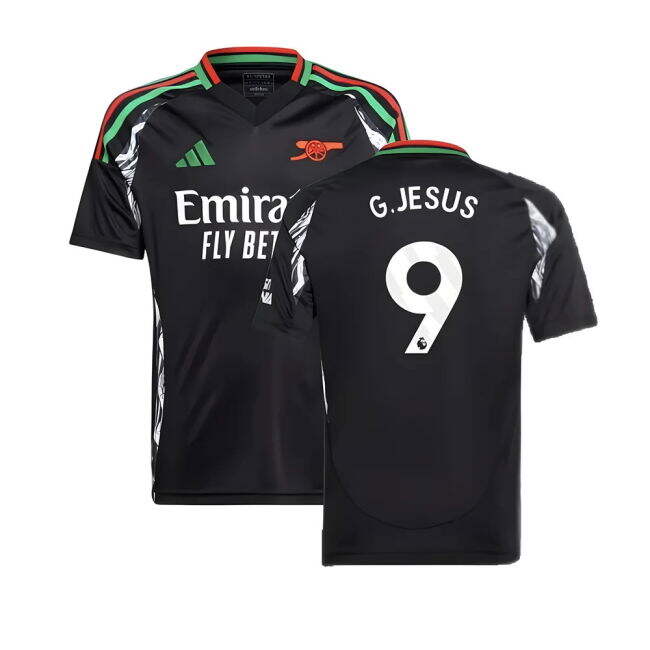 2024-20 Arsenal Away Football Shirt Jesus Name & Number L S Kids