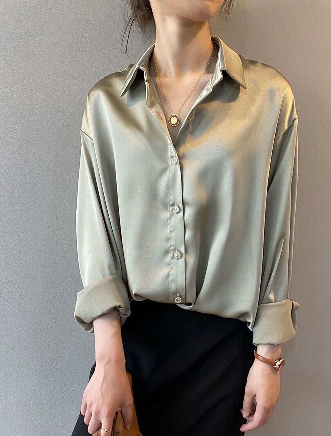 Shirt Blouse Women's Solid / Plain Color Button Office Daily Fashion Shirt Collar Regular Fit S