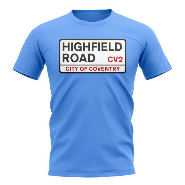Classic Coventry Highfield Road Street Sign (Sky Blue) for Fan Wear
