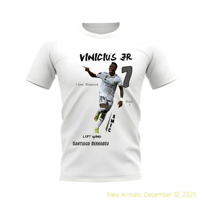 RM Vinicius Jr Real Madrid Graphic T-High-Quality Shirt (White)