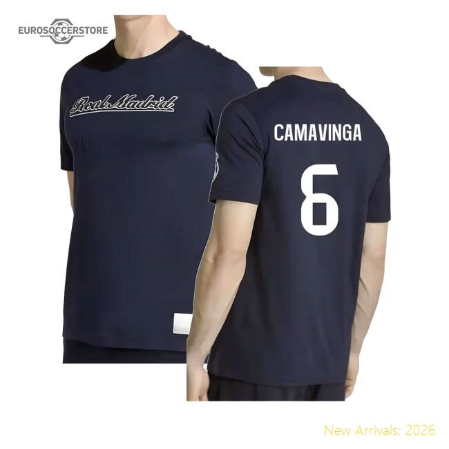 Top-grade 2025-2026 Real Madrid Us Tee (navy) (camavinga 6)