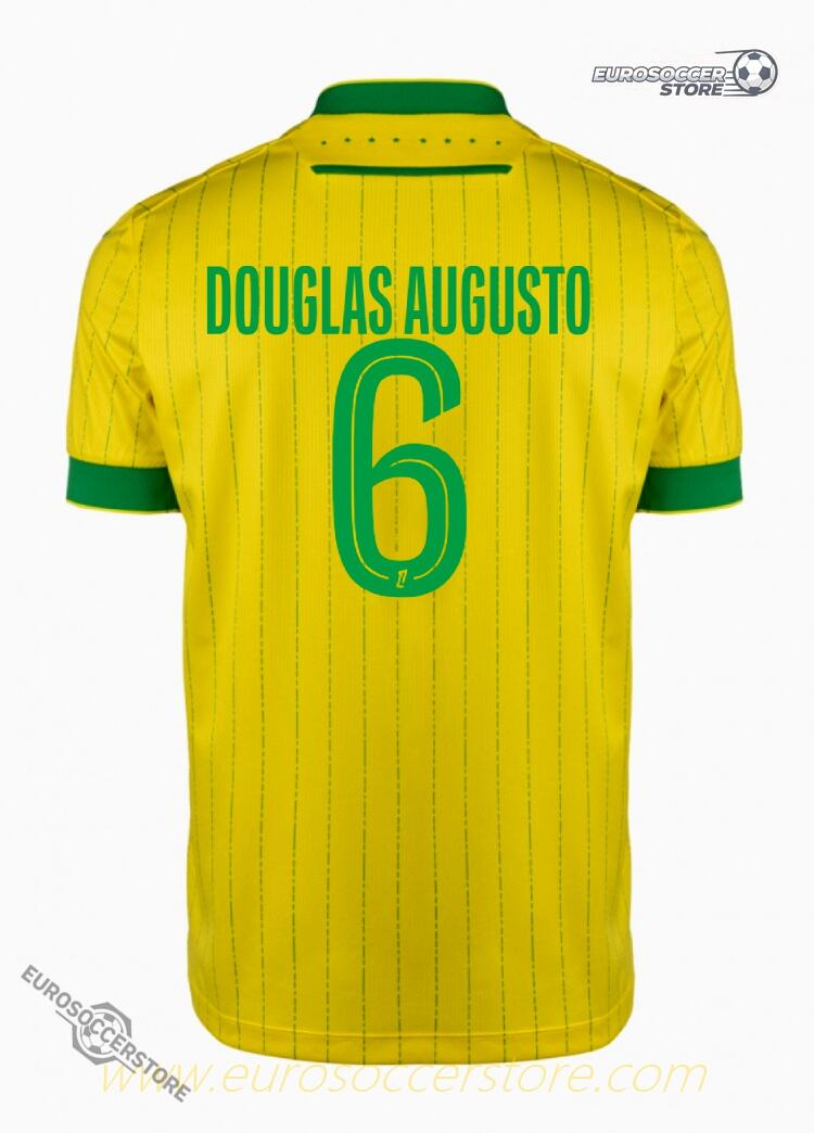 FC Nantes 25-26 Season Home Jersey Featuring DOUGLAS AUGUSTO, Number 6