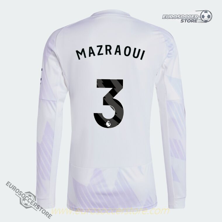 Long Sleeve Away Jersey for Manchester United: MAZRAOUI 3, 25-26 Season