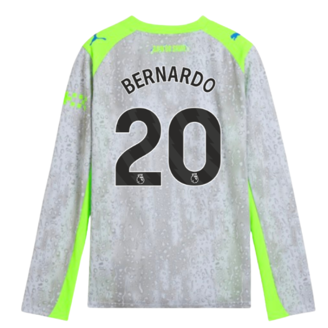 2025-2026 Man City Long Sleeve Third Shirt (Kids) (Bernardo 20) (Li...