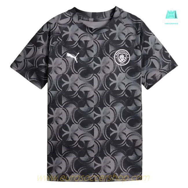 2025-2026 Man City Warm Up Jersey (Black) - Kids