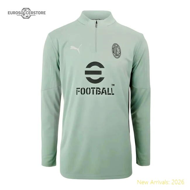 2024-2025 Ac Milan Training 14 Zip Top (green Fog) - Premium Collection