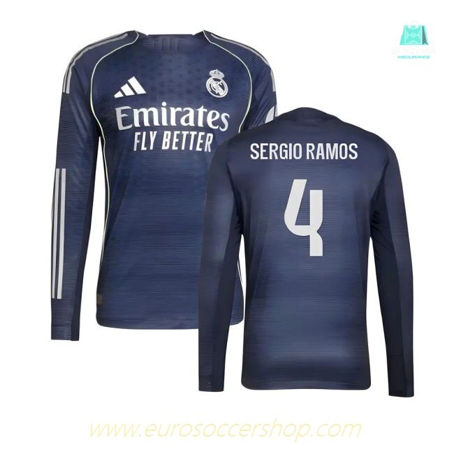 2025-2026 Real Madrid Authentic Long Sleeve Away Shirt (Sergio Ramos 4)