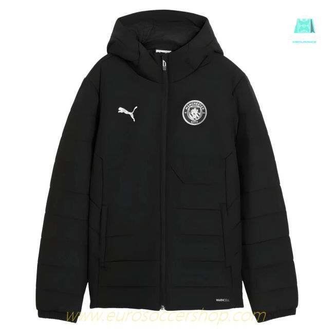 2025-2026 Man City Hooded Padded Coat (Black) - Kids