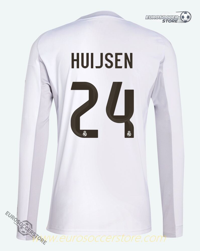 Huijsen's 24 Long Sleeve Home Jersey for Real Madrid during the 25-26 season