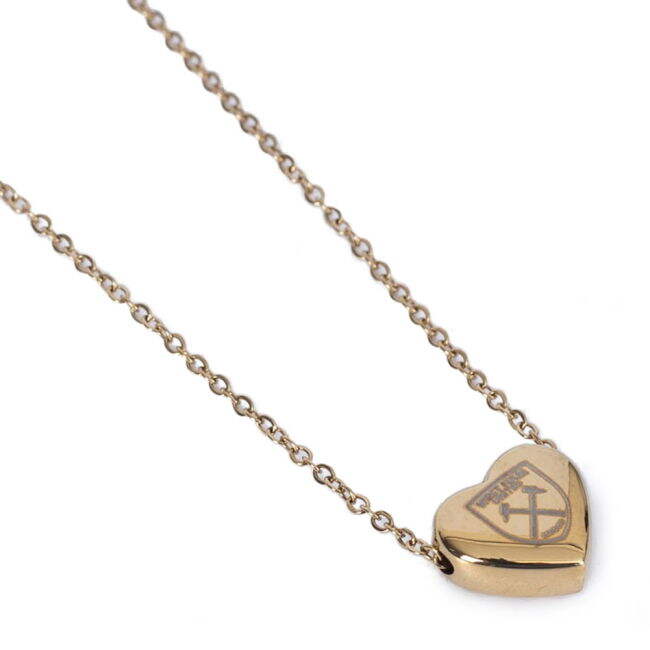 Match-Quality West Ham West Ham United FC Gold Plated Heart Necklace