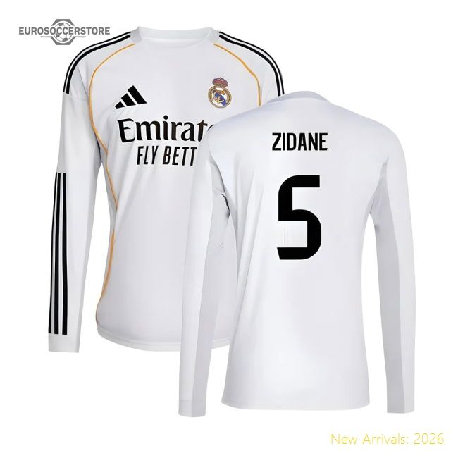 2025-2026 Real Madrid Long Sleeve First Jersey (zidane 5)