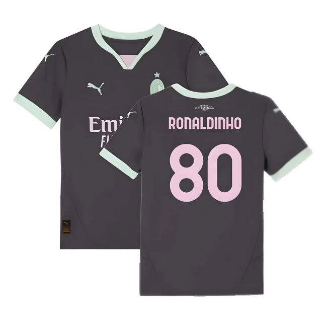 Ultra Comfort Acm Ac Milan Third Shirt Kids Ronaldinho #80 New Rel...