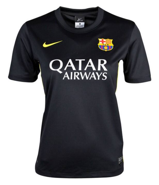 13-14 Barcelona Away Black Womens Soccer Jersey Shirt - Official