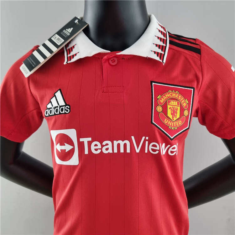 Kids Manchester United 2223 Home Red Soccer Kit ShirtShorts -