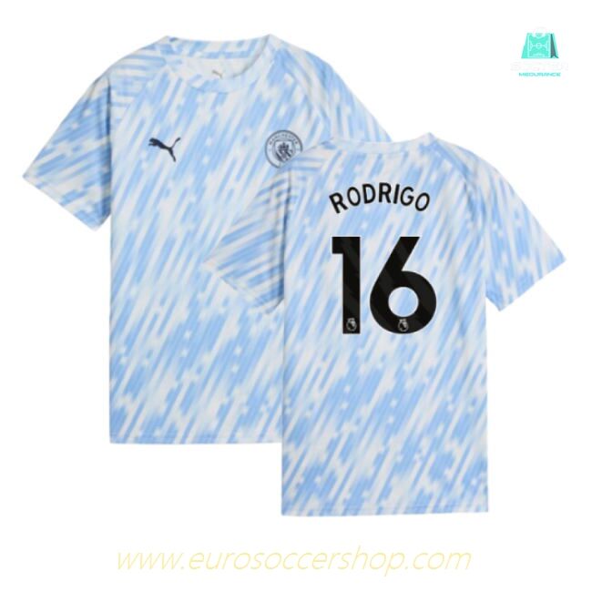 2025-2026 Man City Warm Up Jersey (Silver Sky) - Kids (Rodrigo 16)