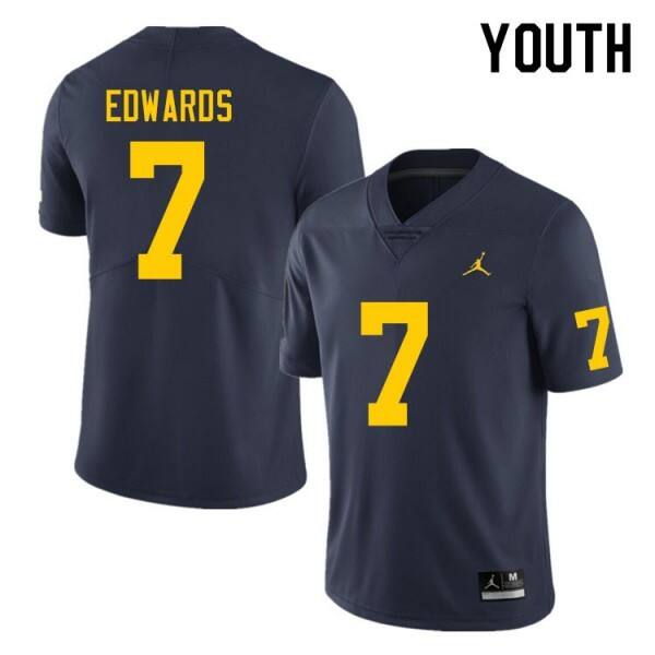 Youth Michigan Wolverines Navy #7 Jordan Team Color Performance