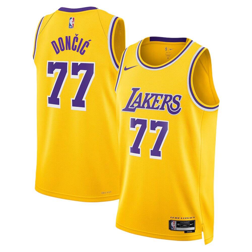 Performance Premium Men's Lakers #77 Luka Gold Basketball Jersey
