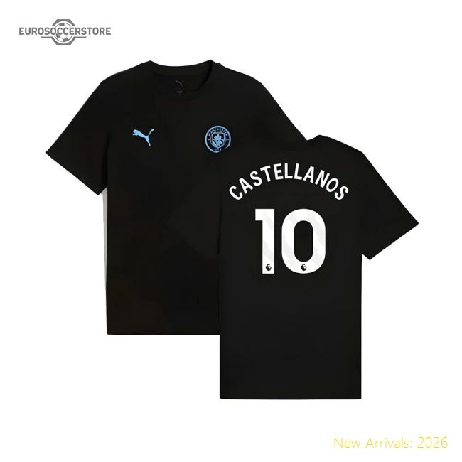 Authentic 2025-2026 Man City Ftbless Tee (black) (castellanos 10)