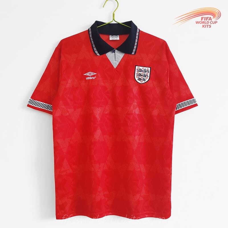 England 1990 World Cup Away Red Football Kit