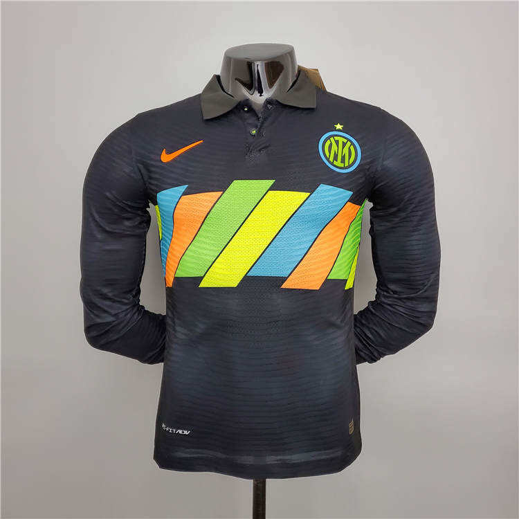 Inter Milan 21-22 Third Black Long Sleeve Soccer Jersey Football