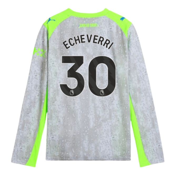 2025-2026 Man City Long Sleeve Third Shirt (Kids) (Echeverri 30) (L...
