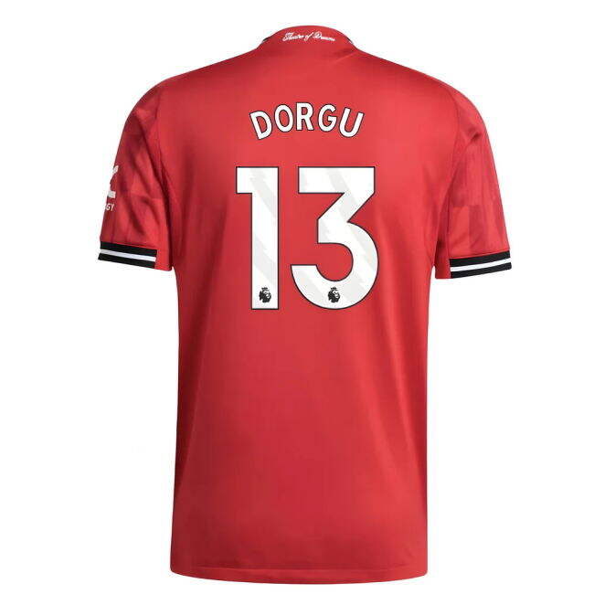 Men's 2025-2026 Man Utd Authentic Home Shirt (Dorgu 13)