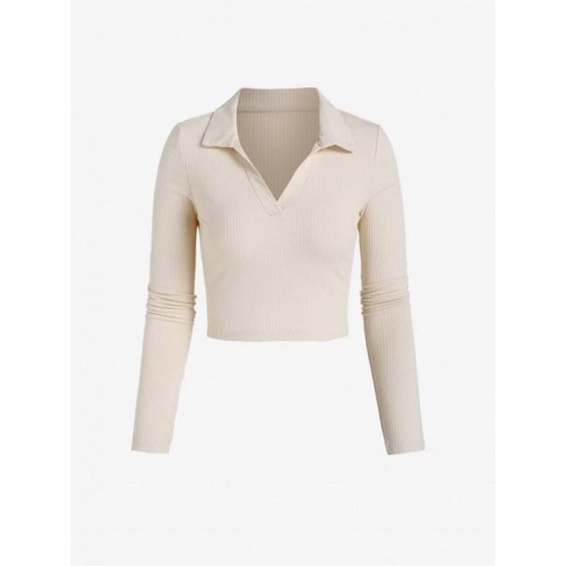 Ribbed Polo Cropped Tee MH7046