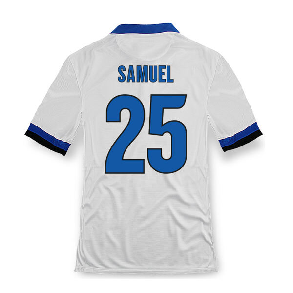 13-14 Inter Milan 25 Samuel Away White Soccer Jersey Shirt - Official
