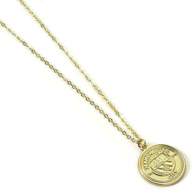 retro Manchester City FC Gold Finish Crest Necklace