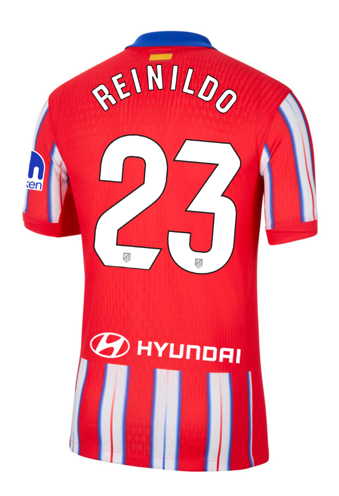 Atletico Madrid's 24-25 Laliga Home Jersey featuring REINILDO 23