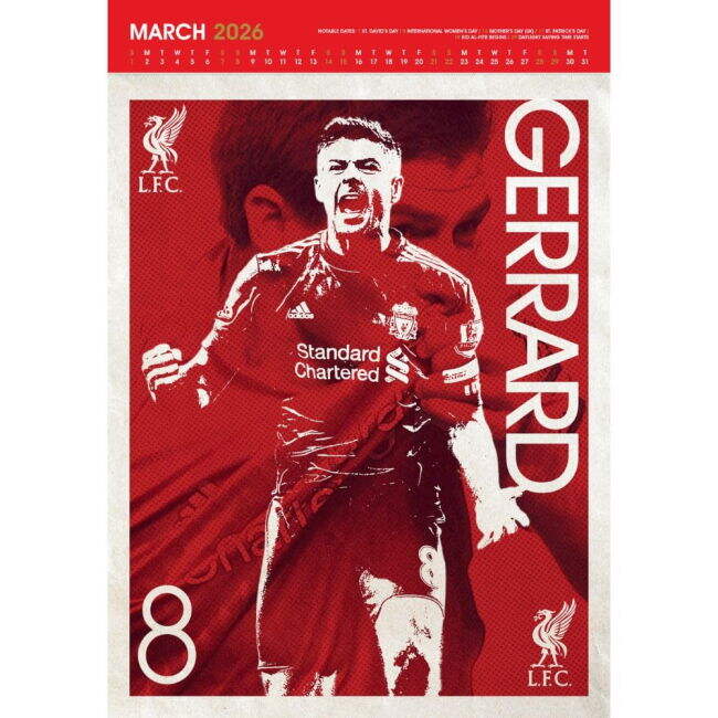 Calendar 2026 2025-2026 Liverpool FC Home Strip