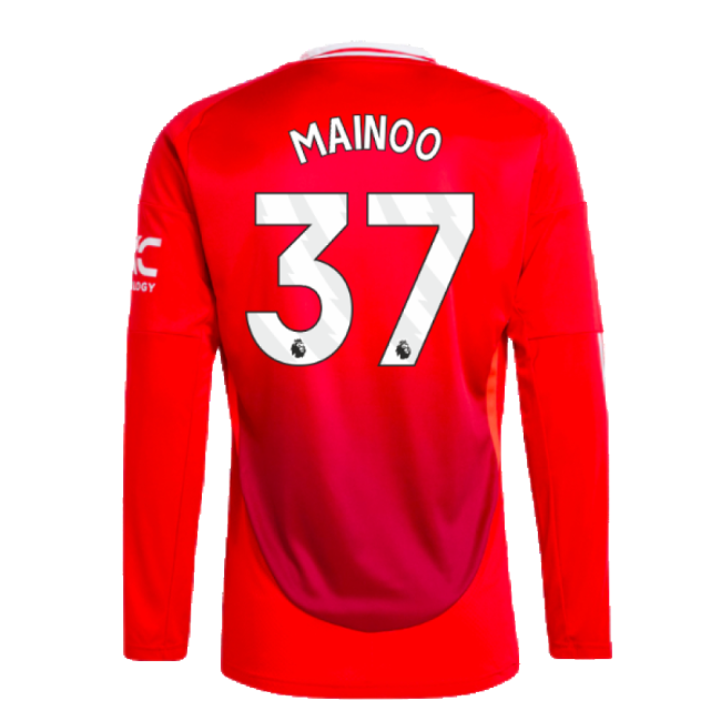 match worn 2024-2025 Man Utd Long Sleeve Home Shirt (Mainoo 37)