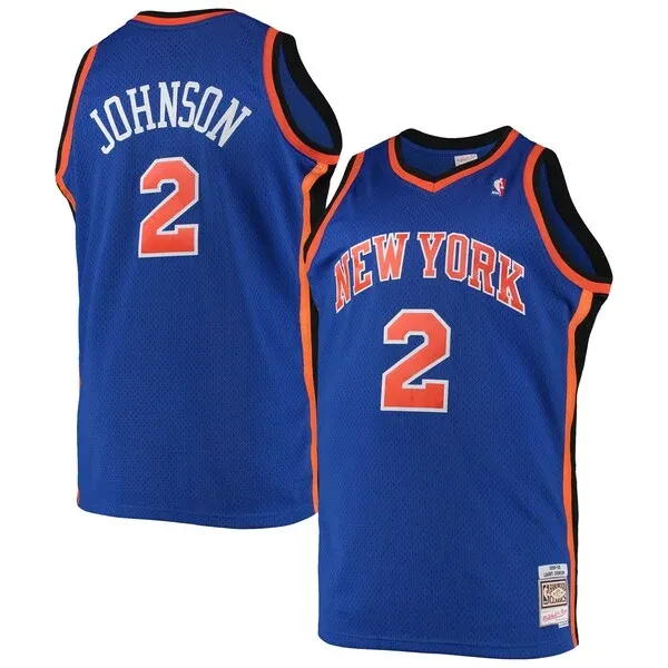 Larry Johnson NYK Swingman Jersey - premium retro - Blue athletic