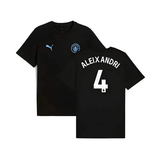 2025-2026 Man City FtblESS Tee (Black) (Aleixandri 4)